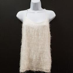 J. Crew Tops | J Crew Womens Eyelash Tank Top Size 4 Ivory Racerback Scoop Neck Y2k Barbiecore | Color: White | Size: 4