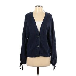 Cable Stitch Cardigan Sweater: Blue - Women's Size X-Small