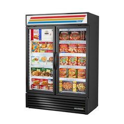 True GDM-49F-FLX-HC~TSL01 BLK 54 1/8" GDM Series 2 Section Glass Door Merchandiser - 2 Left/Right Hinge Doors, Black, 115v | True Refrigeration