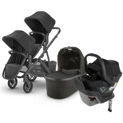 UPPAbaby VISTA V2 Double Stroller + MESA MAX Travel System Bundle with Rumble Seat V2+ - Jake