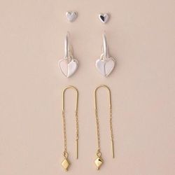 Lucky Brand Heart Trio Earring Set - Women's Ladies Accessories Jewelry Earrings in Two Tone