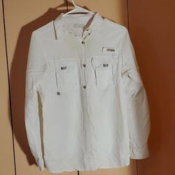 Columbia Tops | Columbia Women's Cream Colored Pfg Fishing Shirt Size Medium | Color: Cream | Size: M