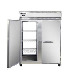 Continental 2RENPT 57" 2 Section Pass Thru Refrigerator, 4 Left/Right Hinge Solid Doors, Top Compressor, 115v, Silver