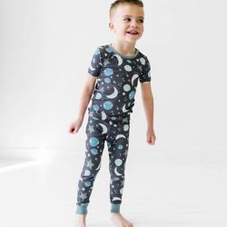 Blue To the Moon & Back Two-Piece Short Sleeve Pajama Set - 5 - 6