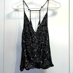 Free People Tops | Free People Black Print Tank Top. The Length Hits Right Above Hips | Color: Black/Gray | Size: S