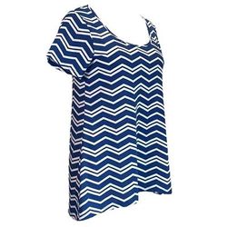 Lularoe Tops | Lularoe Classic Tee Chevron Stripes Blue White Size Small Nwt | Color: Blue/White | Size: S