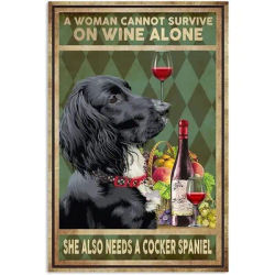 Plaque décorative vintage en métal 18/12x8 femme a aussi besoin d'un chien cocker épagneul pour