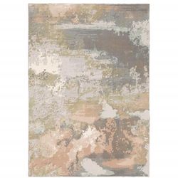 HomeRoots 4' X 6' Sage Pink And Cream Abstract Power Loom Stain Resistant Area Rug - 64.96