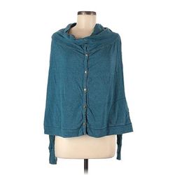 Lucky Lotus Cardigan Sweater: Teal - Women's Size Medium