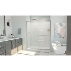 Dreamline DreamLine Infinity-Z 30 inch D x 60 inch W x 78 3/4 inch H Semi-Frameless Sliding Shower Door in Brushed Nickel and Frosted Glass, Left Drain Shower Base, and Wall Kit in White D2096030XFL0004