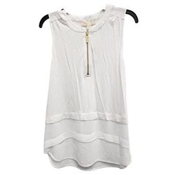 Michael Kors Tops | Michael Michael Kors Womens Top Medium White Tiered Hem 1/4 Zip Sleeveless New | Color: White | Size: M