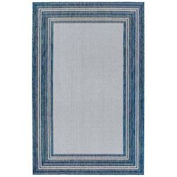 Liora Manne Carmel Multi Border Indoor/Outdoor Rug by Trans-Ocean Import in Navy (Size 7'10" SQ)