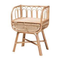 Panchali Modern Bohemian Natural Brown Rattan Nightstand by Baxton Studio in Natural Brown Rattan