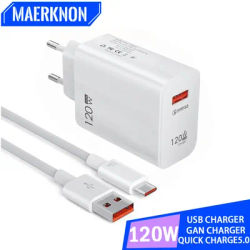 Chargeur rapide USB 120W GaN pour téléphone portable adaptateur mural câble de type C charge