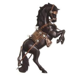 Majestic Elegance,'Leather Accented Cedar Wood Rearing Horse Sculpture'