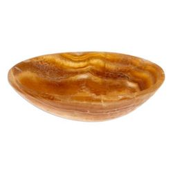 Brown Layers,'Handmade Onyx Decorative Bowl with Brown Lines from Mexico'