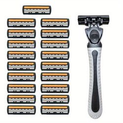 Men's Razor Set, Stainless Steel 3-layers Blade Razor, Non Slip Razor, Replacement Blades, Disposable Razor