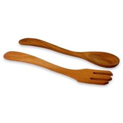 'Forest Song' (pair) - Artisan Handmade Salad Serving Spoon and Fork Set