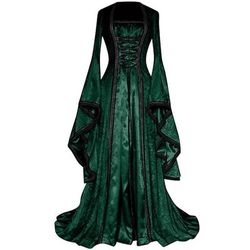 Retrò Vintage Medievale Rinascimento Lunghezza lunga Abito da Ballo Manica del polsino svasato Strega Pirata Vichingo Gentildonna Nobildonna Costume Per donna Celtico Reale Notte di Valpurga