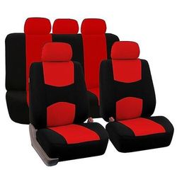 Set Completo di Coprisedili per Auto Protettori per Sedili Posteriori e Anteriori a Panchina Divisa Accento Bicolore Vestibilità Universale 5 Passeggeri
