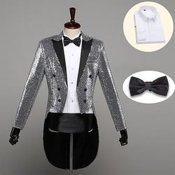 Retrò Vintage Disco Anni '80 Smoking Completi Blazer Frac Disco Paillettes Costume Per uomo Mascherata Festa / Sera Parata dell'Orgoglio Mese dell'orgoglio Adulti Cappotto