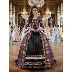Vintage Rococò Rinascimento Maxi Vestito Normale A sbuffo Cenerentola Fiore / Floreale Principessa Collo quadrato Costume Tutti Reale Halloween Carnevale Mascherata Feste Halloween Performance Adulti