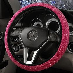 Starfire copertura del volante in pelle diamante per le donne ragazze con strass di cristallo lucido universale fit 15 pollici auto suv protezione antiscivolo ruota