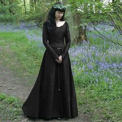 Retrò Vintage Medievale Rinascimento Vestito Abito Tunica Signora Vichingo Ranger Elfico Costume Per donna Celtico Vichingo Halloween Mascherata Casual Quotidiano LARP Fiera Rinascimentale Adulti