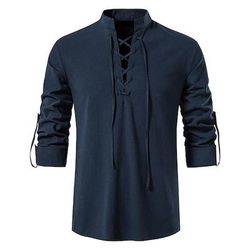 Medievale Rinascimento 17° secolo Lunghezza media Blusa / Camicia Costume Cosplay Cavaliere Vichingo Cavaliere Celtico Elfico Coulisse Tinta unita Costume Per uomo Costumi da pirata Fantasia