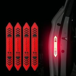 4 pezzi adesivi di avvertenza per portiera auto visibilità notturna nastro riflettente adesivi per porte adesivi decorativi striscia riflettente per carrozzeria accessori per auto