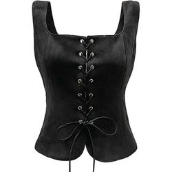 Retrò Vintage Medievale Rinascimento Gilet in camoscio Pirata Vichingo Ranger Elfico Costume Per donna Celtico Costumi da pirata Fantasia Halloween Carnevale Mascherata LARP Adulti Top