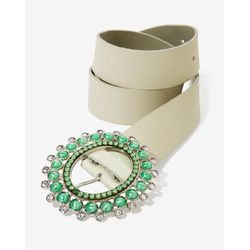 Boston Proper - Gem And Rhinestone Leather Belt Green - Small