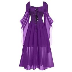 Retrò Vintage Punk Gotico Medievale Vestito Strega Costume Per donna Fantasia Stile Steampunk Notte di Valpurga Casual Quotidiano Adulti Vestito Primavera Estate