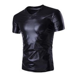 Retrò Vintage Anni '80 Metallico Lucido T-shirt Disco Tinta unica Girocollo Costume Per uomo Carnevale Performance Club Parata dell'Orgoglio Adulti Maglietta Estate