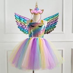 Settimana del libro 2026 Regina delle nevi Unicorno Vestito Abito da damigella Costume da band di animali Abito da vacanza Capodanno for Ragazze Bambini Bambino (1-4 anni) Natale Carnevale Capodanno