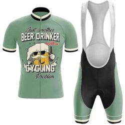 Per uomo Maglia da ciclismo con pantaloncini con bretelle Manica Corta Mountain Bike MTB Ciclismo su strada Estate Primavera Nero Rosso Blu Reale Grafico Divertente Bikes And Beer Riding Club