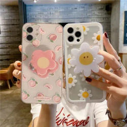 Daisy Flowers Grip Tok Holder Phone Case For Samsung Galaxy A55 A54 5G A34 A14 A15 A25 A24 S20 FE S21 S22 S23 Plus S24 S25 Ultra
