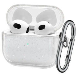 Bling Glitter Soft TPU Earphone Case with Keychain for Airpods Pro 2 Generation Air Pods 4 2024 3 2 1 3rd Gen Cover Accessories