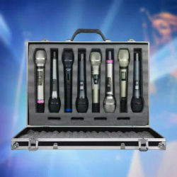 Microphone Case Studio with Sponge Lining Impact Resistant Instrument Box Singing Professional Hard Shell Mic Case for 4/8 Mics