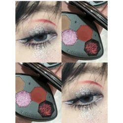 Girlcult 4 Color Eyeshadow Palette High Pigment Shimmer Matte Chameleon Glitter Gothic Black Red Fine Flash Lasting Eye Shadow