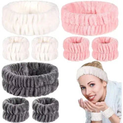 Face Wash Wristband Women's Headband Wristbands Absorbent Waterproof Wristbands Makeup Face Wash Hair Bands