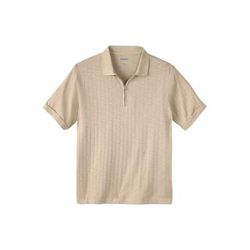 Men's Big & Tall 1/4 Zip drop needle polo by KingSize in Beige (Size 3XL)