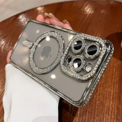 Fashion Glitter Diamond Clear Phone Case For iPhone 15 14 13 12 11 Pro Max 15 Plus Magnetic For
