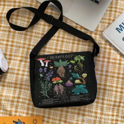 Borsa a tracolla con motivo a pianta di funghi tracolla regolabile lunghezza borse da ragazza borsa