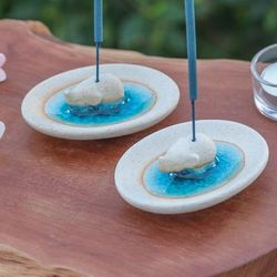 'Handcrafted Elephant-Themed Ceramic Incense Holders (Pair)'