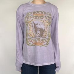 Anthropologie Tops | Anthropologie Girl Dangerous Rocky Mountain Colorado Boyfriend Shirt Women's | Color: Purple | Size: M