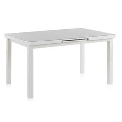 Table extensible en aluminium blanche avec verre trempé 140/180X90 cm