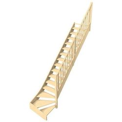 Escalier Hêtre Quart Tournant Bas - Robustesse & Style Woodup- Bas à Droite Sans Contremarche 280 Cm