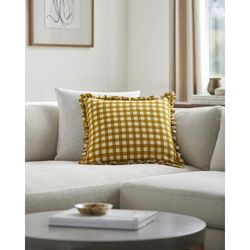 Acciai 18" Square Cottage Cotton Medium Brown/White Throw Pillow - Boutique Rugs