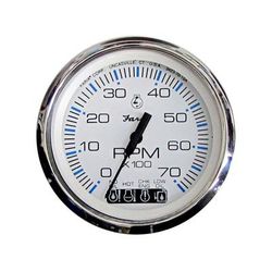 Faria Beede Instruments Chesapeake White SS 4" Tachometer w/Systemcheck Indicator - 7000 RPM Gas - Johnson/Evinrude Outboard 33850
